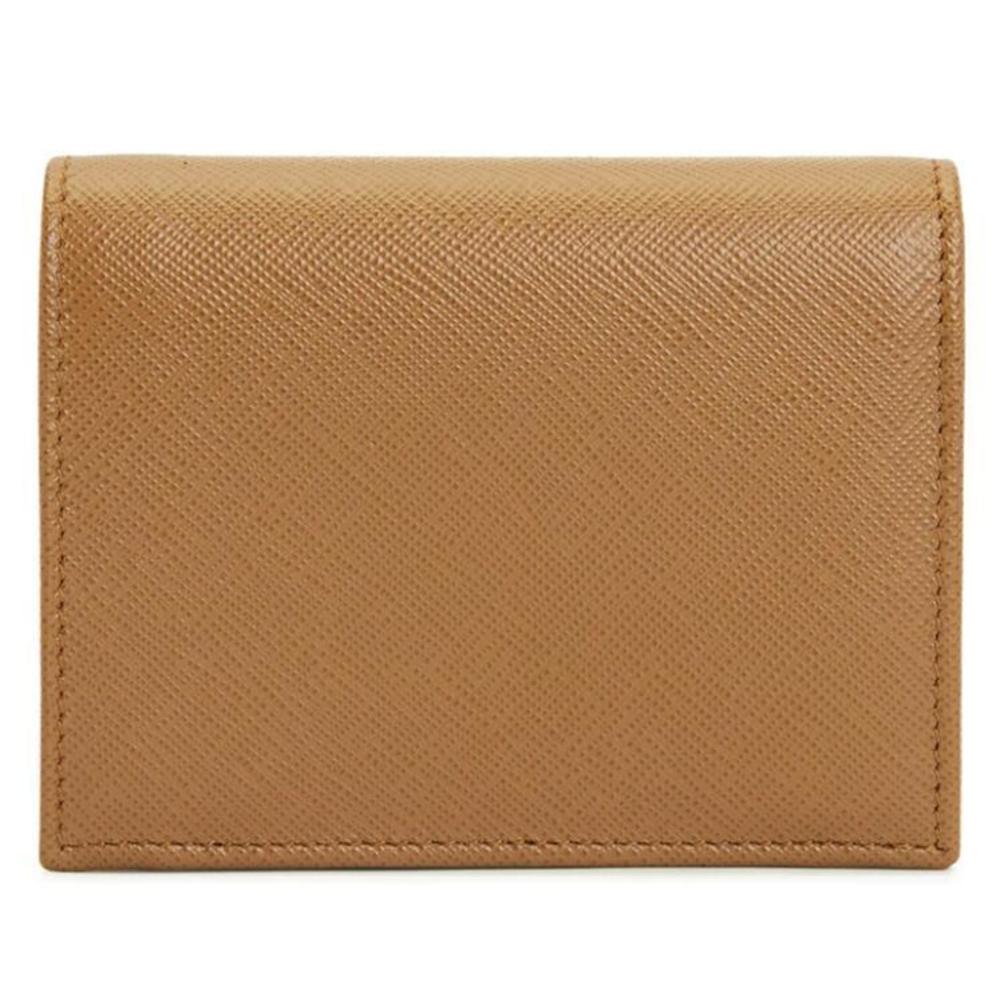 Prada Saffiano Flap Triangolo Wallet Camel